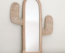 Boho Rattan Mirror Cactus Shape