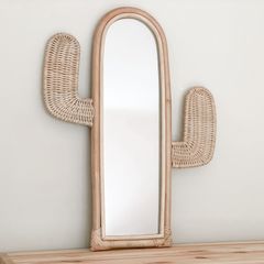 Boho Rattan Mirror Cactus Shape