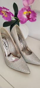 Laura B silver bling high heels Sz 7UK