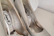Laura B silver bling high heels Sz 7UK