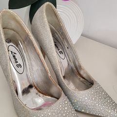 Laura B silver bling high heels Sz 7UK