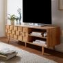 160cm Oak Effect TV Stand  Modern Entertainment Unit with Storage Cabinet Image 2