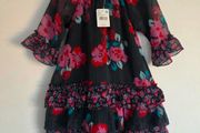 Pumkin Patch Floral Chiffon Tiered Toddler Dress