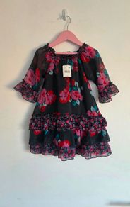 Pumkin Patch Floral Chiffon Tiered Toddler Dress