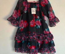 Pumkin Patch Floral Chiffon Tiered Toddler Dress