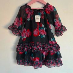 Pumkin Patch Floral Chiffon Tiered Toddler Dress