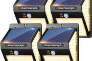 4 Pack 140LED Solar Security Lights Outdoor, Solar Motion Sensor Lights