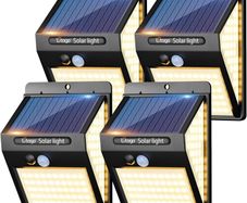 4 Pack 140LED Solar Security Lights Outdoor, Solar Motion Sensor Lights