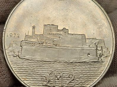 Malta 1972 Silver 2 Pounds Liri Beautiful Uncirculated