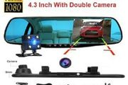 Dual Lens Car Camera Video Recorder DVR Dash Cam 1080P Rearview Mirror Black