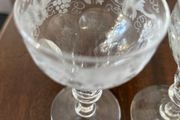 Antique Anglo Irish Cut Crystal Wine Glass Rummer Etched Grape Vine 19th