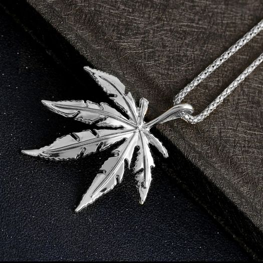 Silver plant costume necklace