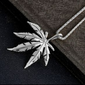 Silver plant costume necklace
