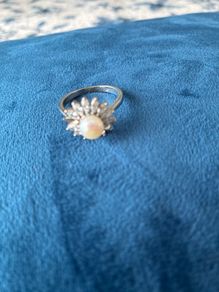 Silver and pearl ring