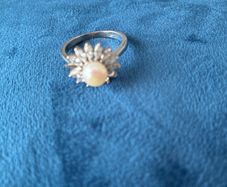 Silver and pearl ring