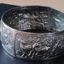 Vintage silver tone metal  repousse cuff bracelet Image 3