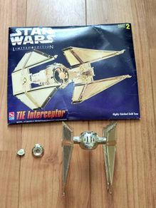 Vintage Star Wars Tie Interceptor Limited Edition Gold Tone Model Kit Amt Ertl 1995