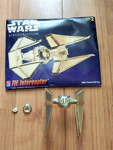 Vintage Star Wars Tie Interceptor Limited Edition Gold Tone Model Kit Amt Ertl 1995