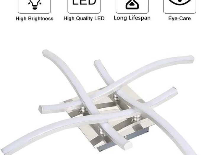 LED Ceiling Light, Elegant Curved Design Ceiling Lights, 4 Built-in LED Boards, 28W Cool White Light 6000K,Modern Ceiling Fixture for Living Rooms, Bedroom, Kitchen Hallway and Bedroom,2000 Lumens MULTIPLE STYLES AVAILABLE (FREE POSTAGE)