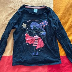 Long sleeve Halloween top with a cat, 122cm (6-7 years)