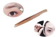 Professional Eyebrow Tweezers with Comb ingrown Hair Plucking Eyelashes Extension Tweezers Personal Grooming Instruments Stainless Steel from Real Edge (Copper)