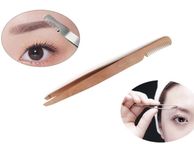 main image for ad Professional Eyebrow Tweezers with Comb ingrown Hair Plucking Eyelashes Extension Tweezers Personal Grooming Instruments Stainless Steel from Real Edge (Copper)