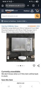 Wall mounted mirror bathroom cabinet