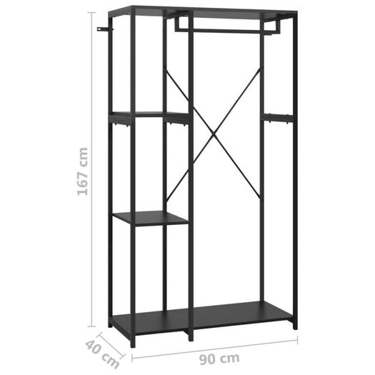 Wardrobe Black 90x40x167 cm Metal and Chipboard