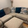 Large Light Grey 8-Seater Sofa with Footstool Image 7