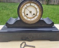 Japy Freres French Black Marble Mantel Clock