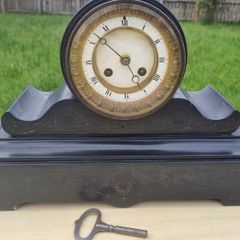 Japy Freres French Black Marble Mantel Clock