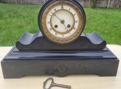 Japy Freres French Black Marble Mantel Clock