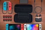Nintendo Switch and New Switch OLED Console - Black Protective Hard Portable Travel Carry Case Shell Pouch with Pockets for Accessories and Games Visit the Orzly Store