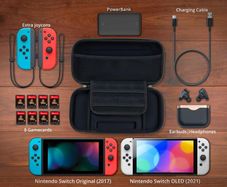 Nintendo Switch and New Switch OLED Console - Black Protective Hard Portable Travel Carry Case Shell Pouch with Pockets for Accessories and Games Visit the Orzly Store