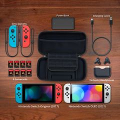 Nintendo Switch and New Switch OLED Console - Black Protective Hard Portable Travel Carry Case Shell Pouch with Pockets for Accessories and Games Visit the Orzly Store