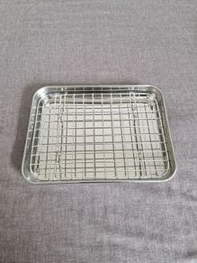 Small Stainless Steel Roasting Tray Oven Pan Dish Baking Roaster Tin Grill Rack