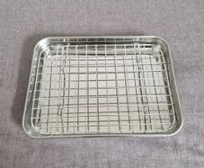 Small Stainless Steel Roasting Tray Oven Pan Dish Baking Roaster Tin Grill Rack