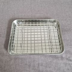 Small Stainless Steel Roasting Tray Oven Pan Dish Baking Roaster Tin Grill Rack