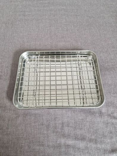 Small Stainless Steel Roasting Tray Oven Pan Dish Baking Roaster Tin Grill Rack