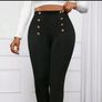 Brand New, Black High Waist button leggings, size 10-12 Image 3