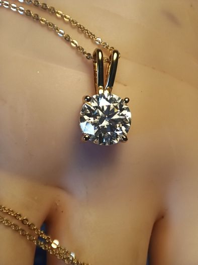 2.5ct. Moissanite Solitaire Pendant and Chain