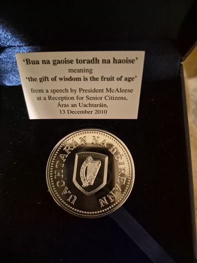 Rare Irish Presidential Centenarian Silver Medallions 2010 & 2011 with Official Letter
