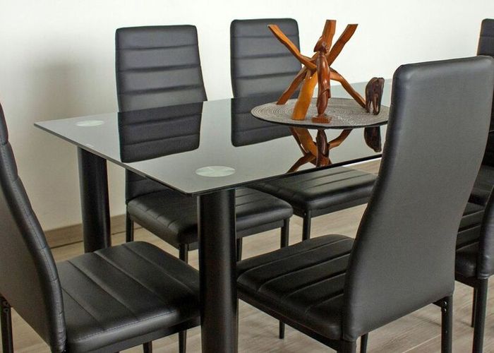 Compact Glass Dining Table Set Seats 4, White