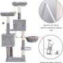 Cat Tree, 147 cm cat tower, Multi-Leve cat condo, Gray Image 5