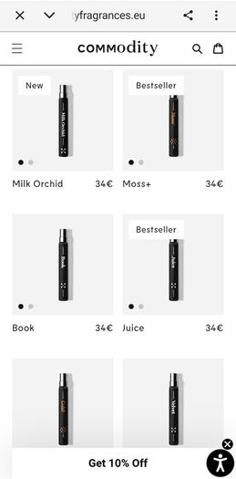 Commodity Juice Expressive 10ml RRP 35e in Ireland.  Plastic covered