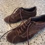 slim brown suede trainer shoe Image 4