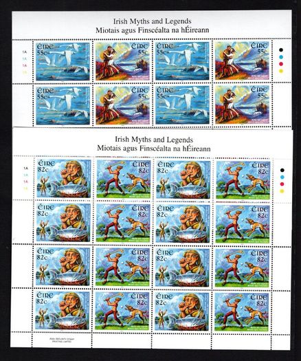 2012 Ireland Irish Myths and Legends Commemorative Stamps Sheetlet Plate 1A1A1A1A Mint Never Hinged (MNH)