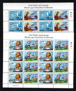 2012 Ireland Irish Myths and Legends Commemorative Stamps Sheetlet Plate 1A1A1A1A Mint Never Hinged (MNH)