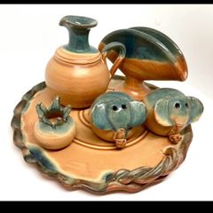 Ceramic Condiment Set with Elephants