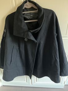 Zara Black Wool Cape Jacket